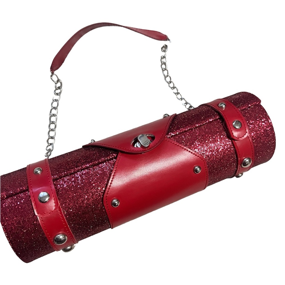 Wild Eyes Design Red Glitter Wine Bottle Carrier bag or makeup brushes bag